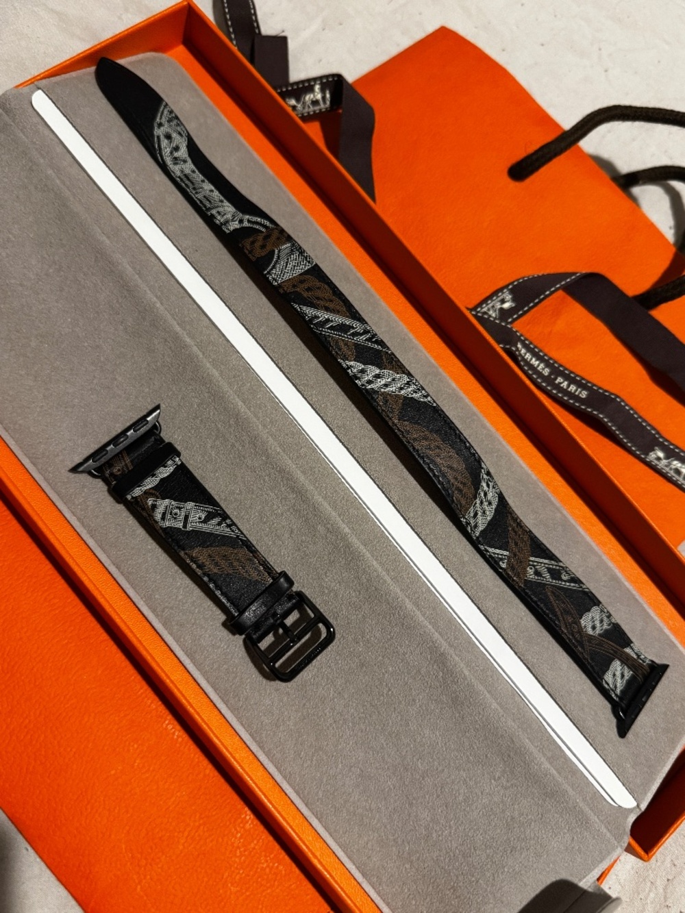 Hermès 41mm Noir Allover Print Double Tour Band for Apple Watch Hermes